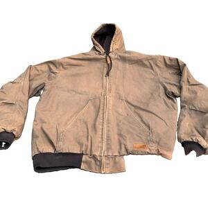 C.E. Schmidt Workwear Duck Canvas Hooded Jacket Brown Quilted Lined Men's XL